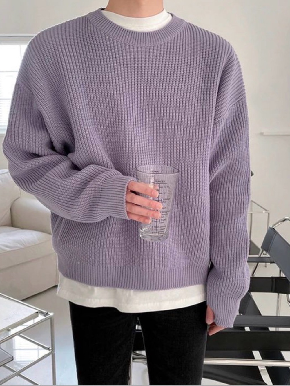Brand NEW Lilac Ribbed Knit Sweater. Size L